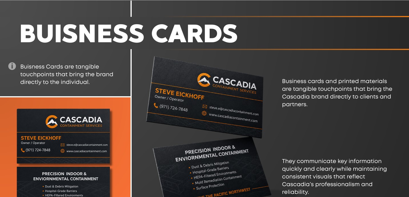 Cascadia business card proposal page